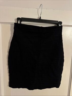 Express Black Ribbed Pencil Skirt